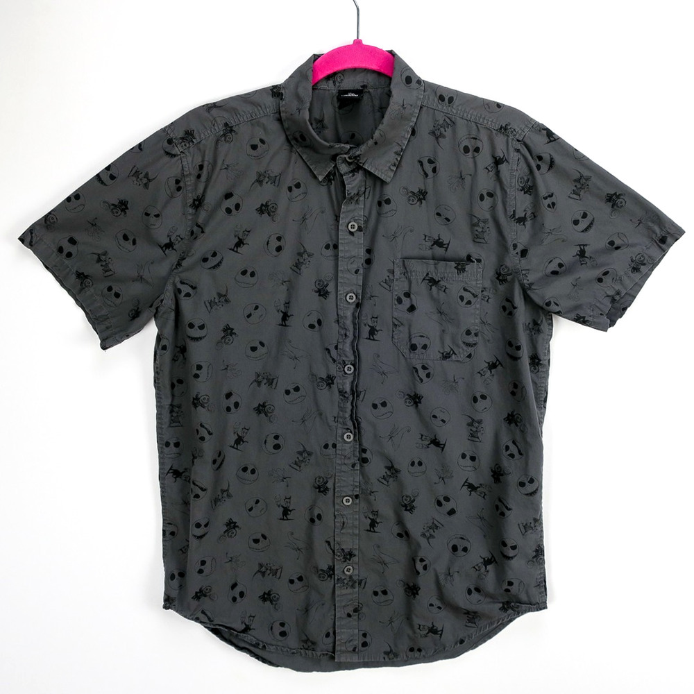 Nightmare Before Christmas Button Up Shirt Mens Small Disney Jack Skellington